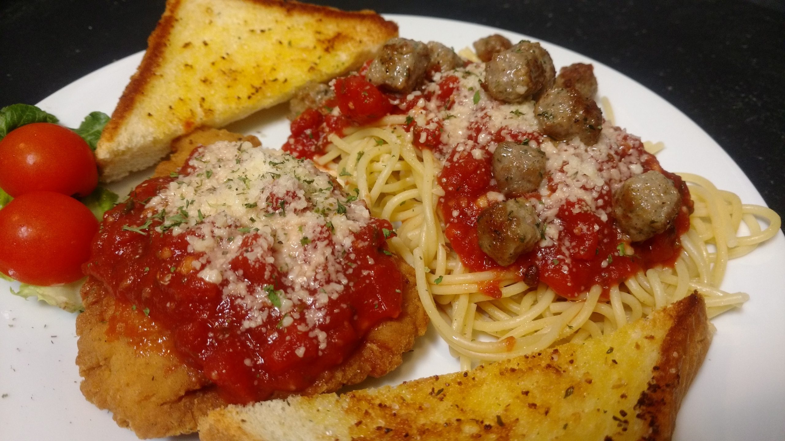 Chicke Parm with Spaghetti & meatballs