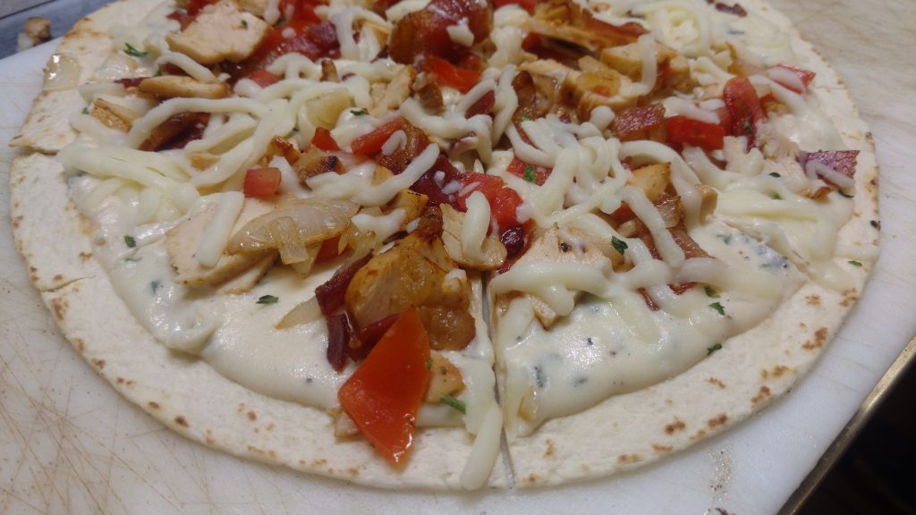 Chicken Carbonara Flatbread Pizza