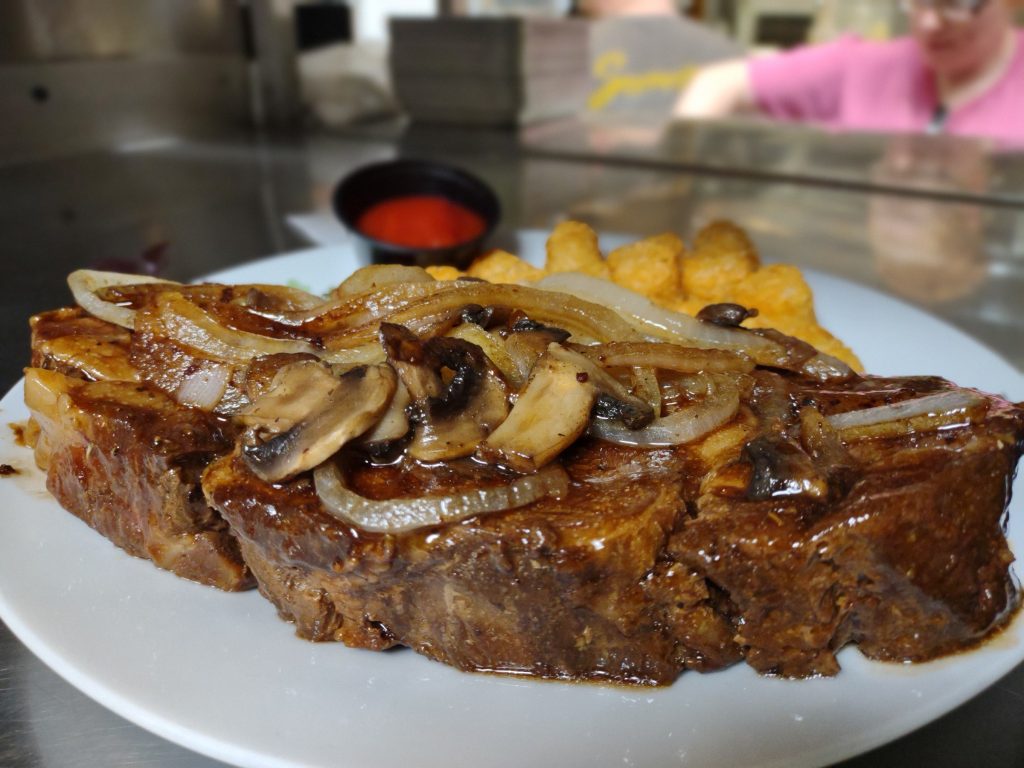 Prime Rib with onions & mushrooms