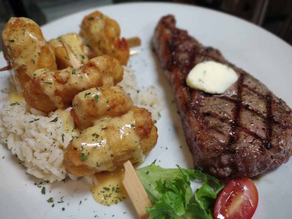 NY Strip & Chicken skewers